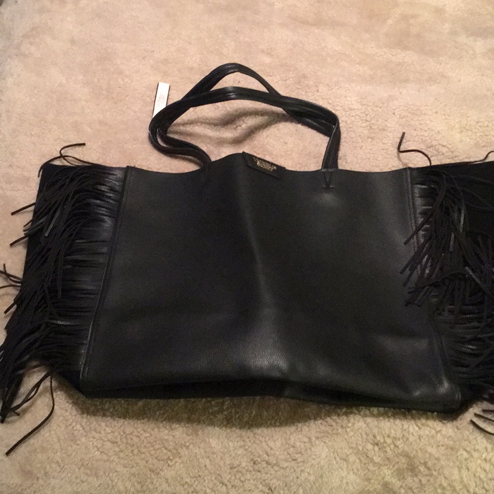 Victoria Secret black fringe purse